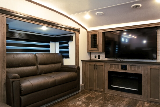 Clean RV Couch and television